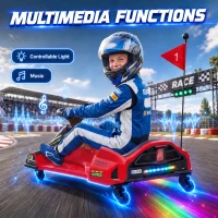 Aosom 12V Electric Drifting Go Kart w/ Slow Start, Music, Lights, Red(m-6)