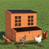 PawHut Wooden Chicken Coop with Nesting Box, Pull-Out Tray, Waterproof Roof, 39" Chicken House for 2-4 Chickens, Rabbits(m-9)