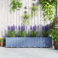 Outsunny Plastic Raised Garden Bed, 5 x 1 x 1 ft Outdoor Flower Box with Drainage Holes for Vegetables, Herbs, Blue(m-7)