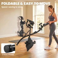 Soozier 3 in 1 Folding Exercise Bike, Foldable Stationary Bike with 8-Level Magnetic Resistance, Adjustable Seat, Black(m-8)