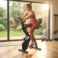 Soozier 3 in 1 Folding Exercise Bike, Foldable Stationary Bike with 8-Level Magnetic Resistance, Adjustable Seat, Black(m-9)