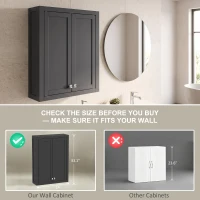 HOMCOM Bathroom Cabinet Wall Mounted, Modern Bathroom Wall Cabinet with 2 Doors and 2 Adjustable Shelves, Black(m-4)