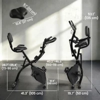 Soozier 3 in 1 Folding Exercise Bike, Foldable Stationary Bike with 8-Level Magnetic Resistance, Adjustable Seat, Black(m-4)