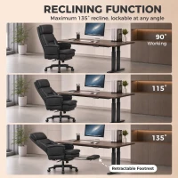 HOMCOM wide-seat Office Chair with Footrest, 396 lbs Reclining Computer Desk Chair with High Back, Flip-up Armrests, Black(m-6)