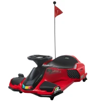 Aosom 12V Electric Drifting Go Kart w/ Slow Start, Music, Lights, Red(m-2)