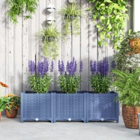 Outsunny Plastic Raised Garden Bed, 4 x 1 x 1 ft Outdoor Flower Box with Drainage Holes for Vegetables, Herbs, Blue(m-7)