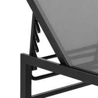 Outsunny Outdoor Lounge Chair Set of 2, 5-Position Reclining Outdoor Chaise Lounge Tanning Chair with Mesh Seat, Grey(m-12)