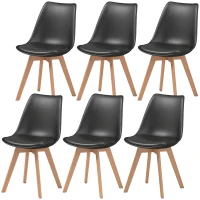 HOMCOM Modern Dining Table Chairs Set of 6, Rubber Wood Kitchen Table Chairs with PU Leather Cushion for Living Room, Bedroom(m-2)