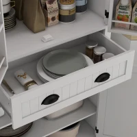 HOMCOM 71" Kitchen Pantry Cabinet with LED Lights, 6 Spice Racks, a Drawer and 4 Adjustable Shelves, White(m-10)