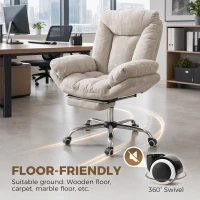 HOMCOM Armless office chair with Wheels, Waterfall Armrests, Overstuffed Wide Office Chair with Footrest, Light Grey(m-7)