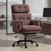 HOMCOM Reclining Executive Computer Desk Chair, Ergonomic Office Chair with Footrest and Thickly Padded, Coffee(m-8)