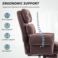 HOMCOM Reclining Executive Computer Desk Chair, Ergonomic Office Chair with Footrest and Thickly Padded, Coffee(m-4)