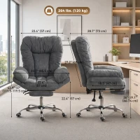 HOMCOM Armless office chair with Wheels, Waterfall Armrests, Overstuffed Wide Office Chair with Footrest, Dark Grey(m-3)