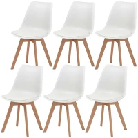 HOMCOM Modern Dining Table Chairs Set of 6, Rubber Wood Kitchen Table Chairs with PU Leather Cushion for Living Room, Bedroom(m-2)