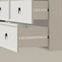 HOMCOM 87" Convertible Desk, L-Shaped Computer Desk with 6 Drawers & Anti-Tipping Kit, Office Study Table, White Wood Grain(m-11)