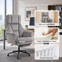 HOMCOM wide-seat Office Chair with Footrest, 396 lbs Reclining Computer Desk Chair with High Back, Flip-up Armrests, Grey(m-4)