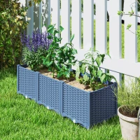 Outsunny Plastic Raised Garden Bed, 4 x 1 x 1 ft Outdoor Flower Box with Drainage Holes for Vegetables, Herbs, Blue(m-8)
