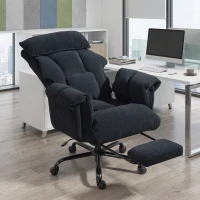 HOMCOM Desk Chair, Computer Office Chair with Footrest, Adjustable Backrest and Headrest, Black(m-8)