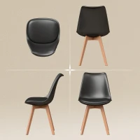 HOMCOM Modern Dining Table Chairs Set of 6, Rubber Wood Kitchen Table Chairs with PU Leather Cushion for Living Room, Bedroom(m-7)