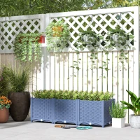 Outsunny Plastic Raised Garden Bed, 4 x 1 x 1 ft Outdoor Flower Box with Drainage Holes for Vegetables, Herbs, Blue(m-9)