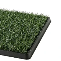 PawHut Dog Grass Pad with Tray, Artificial Grass Pet Training Toilet with Drainage Grid, 2 Grass Mats(m-10)