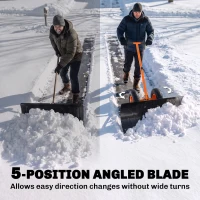 Outsunny Snow Shovel, Rolling Pusher with 29" Blade, 10" Wheels & Angle-Adjustable Handle, Orange(m-6)