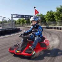 Aosom 12V Electric Drifting Go Kart w/ Slow Start, Music, Lights, Red(m-11)