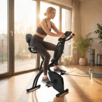 Soozier 3 in 1 Folding Exercise Bike, Foldable Stationary Bike with 8-Level Magnetic Resistance, Adjustable Seat, Black(m-2)