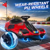 Aosom 12V Electric Drifting Go Kart w/ Slow Start, Music, Lights, Red(m-7)