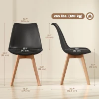 HOMCOM Modern Dining Table Chairs Set of 6, Rubber Wood Kitchen Table Chairs with PU Leather Cushion for Living Room, Bedroom(m-3)