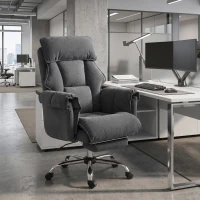 HOMCOM Desk Chair, Computer Office Chair with Footrest, Adjustable Backrest and Headrest, Dark Grey(m-8)