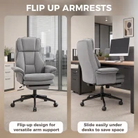 HOMCOM wide-seat Office Chair with Footrest, 396 lbs Reclining Computer Desk Chair with High Back, Flip-up Armrests, Grey(m-5)