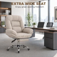 HOMCOM Armless office chair with Wheels, Waterfall Armrests, Overstuffed Wide Office Chair with Footrest, Light Grey(m-4)