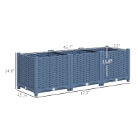 Outsunny Plastic Raised Garden Bed, 4 x 1 x 1 ft Outdoor Flower Box with Drainage Holes for Vegetables, Herbs, Blue(m-3)