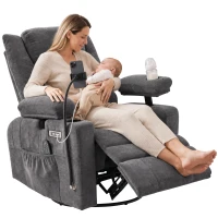 HOMCOM Swivel Rocker Power Recliner Chair with Massage Heat 2D Armrests Adjustable Headrest Phone Holder USB Port, Dark Gray(m-11)