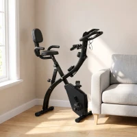 Soozier 3 in 1 Folding Exercise Bike, Foldable Stationary Bike with 8-Level Magnetic Resistance, Adjustable Seat, Black(m-10)