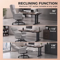 HOMCOM wide-seat Office Chair with Footrest, 396 lbs Reclining Computer Desk Chair with High Back, Flip-up Armrests, Grey(m-6)