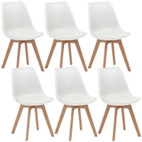 HOMCOM Modern Dining Table Chairs Set of 6, Rubber Wood Kitchen Table Chairs with PU Leather Cushion for Living Room, Bedroom(m-11)