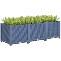 Outsunny Plastic Raised Garden Bed, 4 x 1 x 1 ft Outdoor Flower Box with Drainage Holes for Vegetables, Herbs, Blue(m-10)
