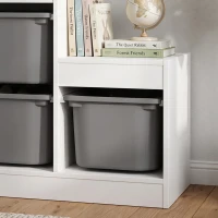 Qaba 3 Layers Kids Toy Storage Organizer with 6 Storage Bins, Kids Bookshelf for Ages 3-8 Years, Play Room, Bedroom, Gray(m-9)