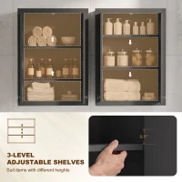 HOMCOM Bathroom Cabinet Wall Mounted, Modern Bathroom Wall Cabinet with 2 Doors and 2 Adjustable Shelves, Black(m-6)
