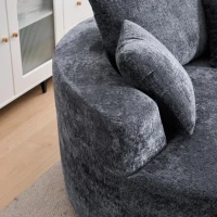 Modern Textured Plush Sleeper Chair with Headrest Pillow, Cloud-Inspired Lounge Sofa with No Assembly, 54.5'' L x 54.5" W x 33" H, Grey(m-7)