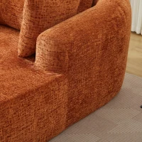 Plush Oversized Chaise Lounge with Deep Seat and Pillows, Versatile Sleeper Sofa with Corduroy and Armrests, 57.5'' L x 51.5" W x 32" H, Orange(m-10)
