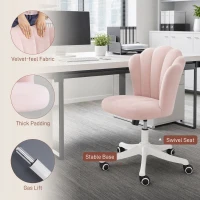 HOMCOM Office Chair, Armless Swivel Desk Chair with Adjustable Height, Backrest, Tilt Function for office, Pink(m-5)