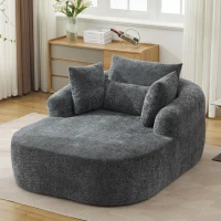 Plush Oversized Chaise Lounge with Deep Seat and Pillows, Versatile Sleeper Sofa with Corduroy and Armrests, 57.5'' L x 51.5" W x 32" H, Grey(m-5)