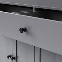Chic Rolling Kitchen Island with Extendable Dining Table, Space-Saving Storage Cart with 4 Doors and 2 Drawers, 74.5" L x 19.5" W x 36" H, Grey(m-12)