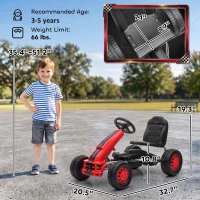 Qaba Lightweight Pedal Go Kart with Steering Wheel, Go Cart Ride on Toy with Adjustable Seat for 3-5 Years, Red(m-3)
