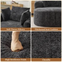 Plush Oversized Chaise Lounge with Deep Seat and Pillows, Versatile Sleeper Sofa with Corduroy and Armrests, 57.5'' L x 51.5" W x 32" H, Grey(m-11)