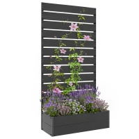 Outsunny Trellis Planter for Climbing Plants, Raised Garden Bed with Trellis, Planter Box for Outdoor Garden, Black(m-14)