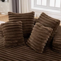 Plush Oversized Round Lounge Chair with Segmented Backrest, Velour Sofa with 4 Pillows and No Assembly, 54.5'' L x 54.5" W x 33" H, Brown(m-6)